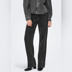 ONLY JEANS Sz 31 x 36 Tall Jeans Wide Leg 5 Pockets Black New with Tags